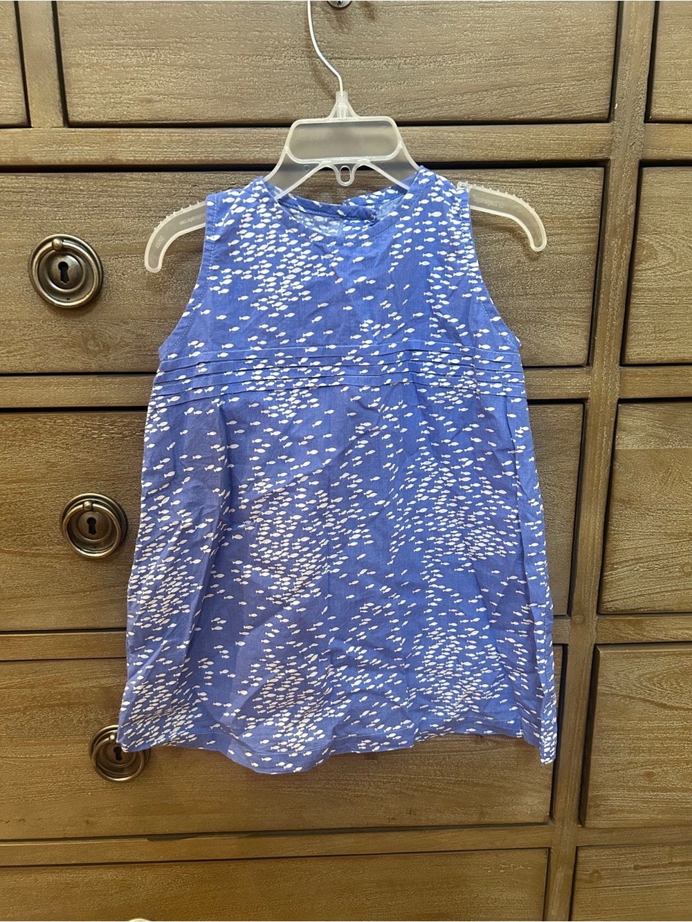 Adorable Blue Fish Patterned Girls' Casual Sleeveless Dress